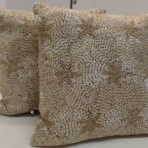 KAS Other - KAS Beaded Pillows Zip Back 11 X 11 EXCELLENT COND